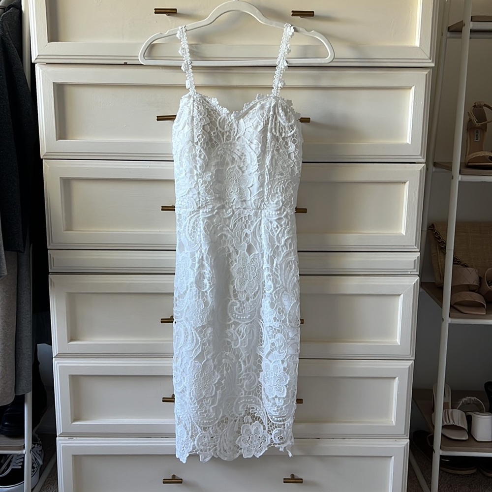 White lace mini/midi dress